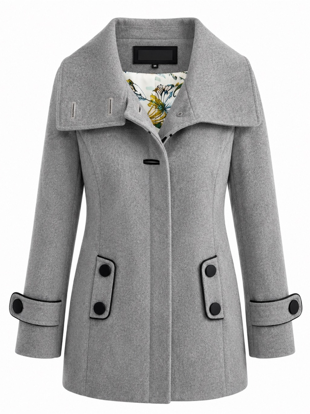Ella Moss Gray Wool Blend Coat Small Butterfly Lining Oversized Buttons